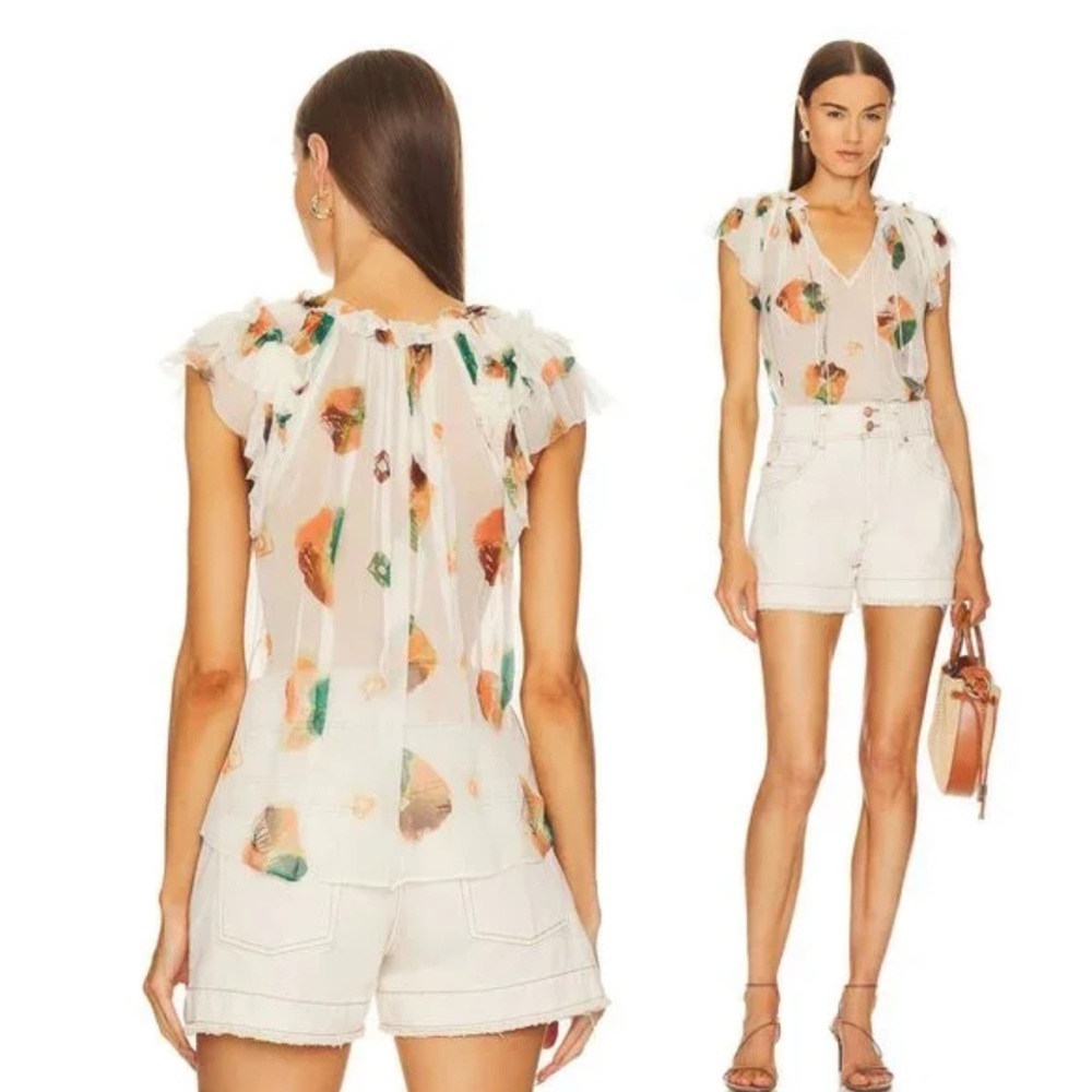 NEW • Ulla Johnson • Women’s Marilyn Blouse Printed
White / Brown 2 / Small